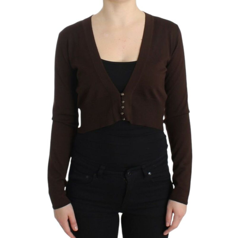 Cavalli Brown cropped wool Women's cardigan